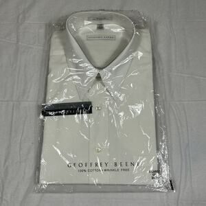 NWT Geoffrey Beene Men's XL 17.5 34/35 White Dress Shirt Wrinkle Free Cotton